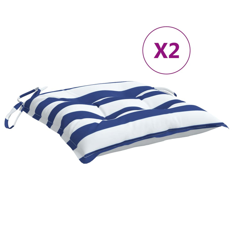 Load image into Gallery viewer, Vidaxl stoelkussens 2 st 50x50x7 cm stof gestreept wit en blauw