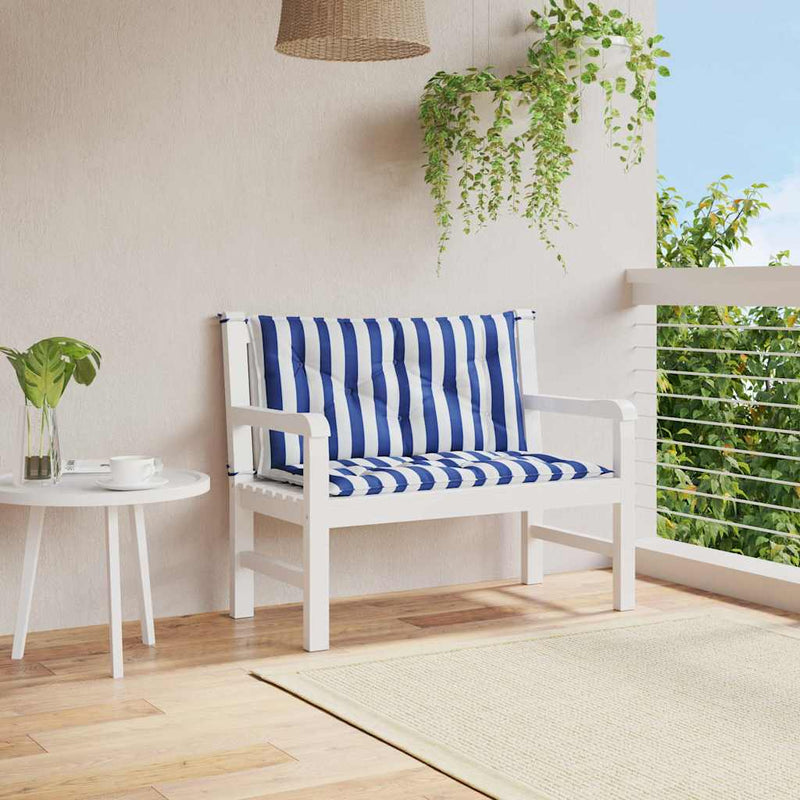 ギャラリービューアに画像をロードする, Vidaxl tuinbankkussens 2 st gestreept 100x50x7 cm stof wit en blauw