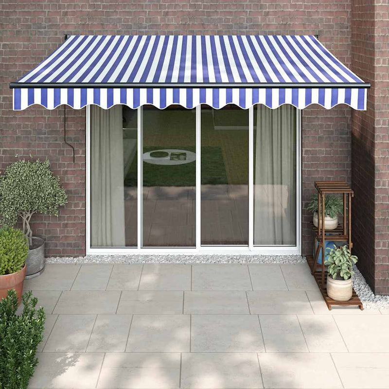ギャラリービューアに画像をロードする, Vidaxl luifel elektrisch uitschuifbaar 3,5x2,5 m blauw en wit