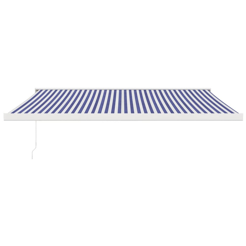 Load image into Gallery viewer, VidaXL Luifel uittrekbaar 4,5x3 m stof en aluminium blauw en wit