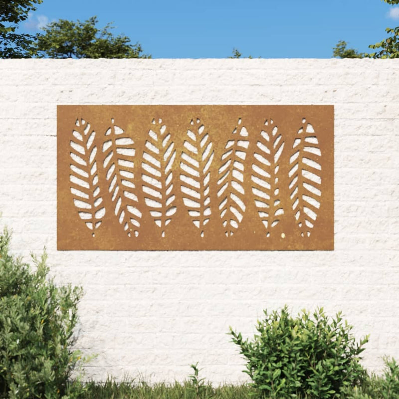 Load image into Gallery viewer, Vidaxl wanddecoratie tuin bladontwerp 105x55 cm cortenstaal