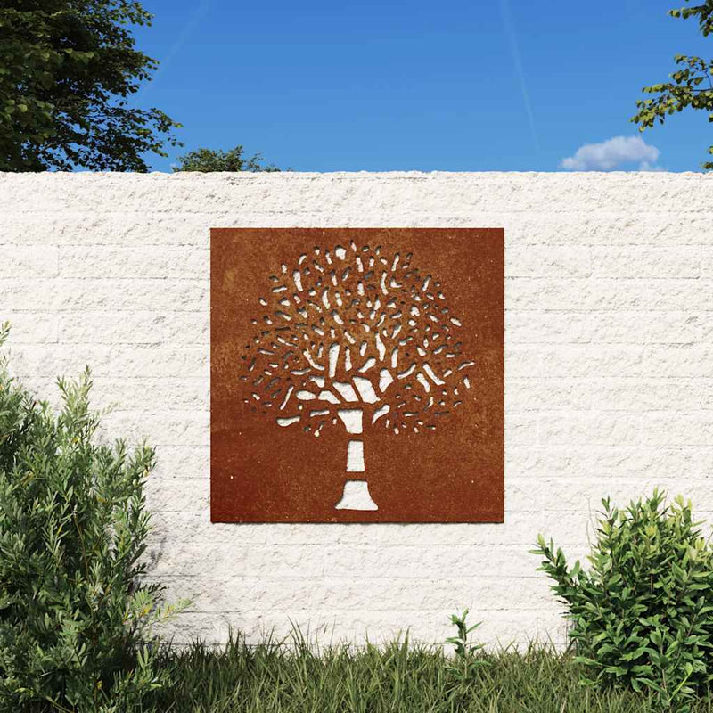 Load image into Gallery viewer, Vidaxl wanddecoratie tuin boomontwerp 55x55 cm cortenstaal