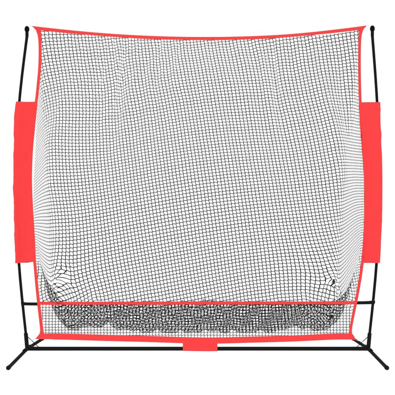 Load image into Gallery viewer, Vidaxl honkbalnet draagbaar 215x107x216 cm polyester zwart en rood
