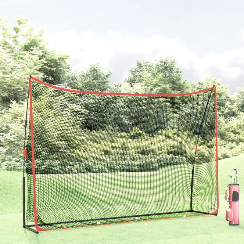 Chargez l'image dans la visionneuse de la galerie, Vidaxl golftrainingsnet 305x91x213 cm polyester zwart en rood