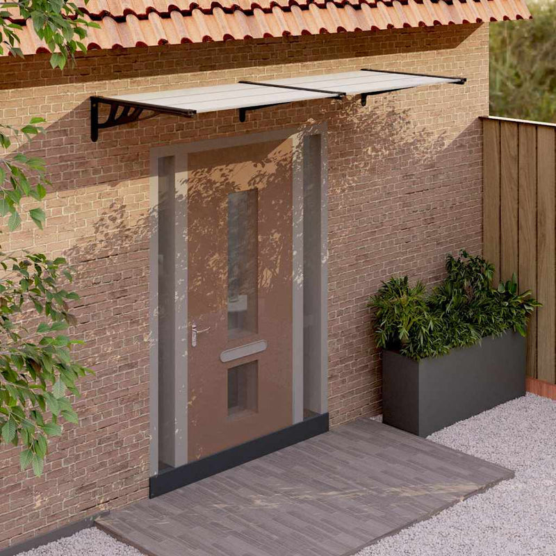 Load image into Gallery viewer, Vidaxl deurluifel 239x90 cm polycarbonaat zwart en transparant