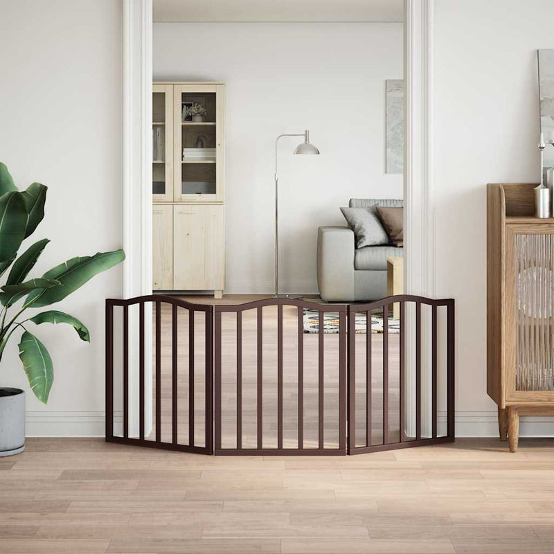 Load image into Gallery viewer, Vidaxl hondenhek inklapbaar 3 panelen 150 cm populierenhout bruin eik