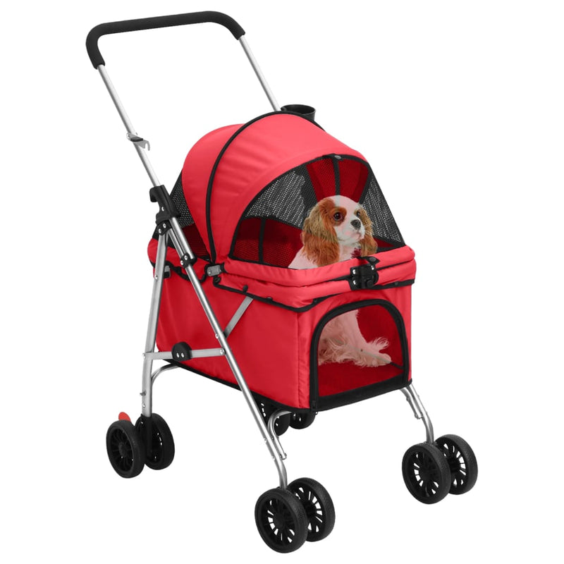 Afbeelding laden in galerijviewer, Vidaxl hondenwagen inklapbaar 76x50x100 cm oxford stof rood