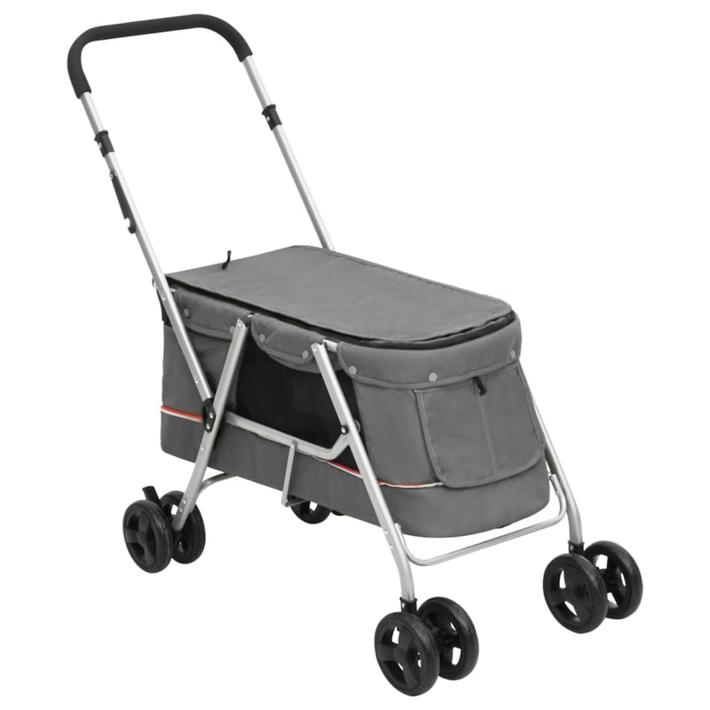 Afbeelding laden in galerijviewer, Vidaxl hondenwagen inklapbaar 100x49x96 cm linnenstof grijs