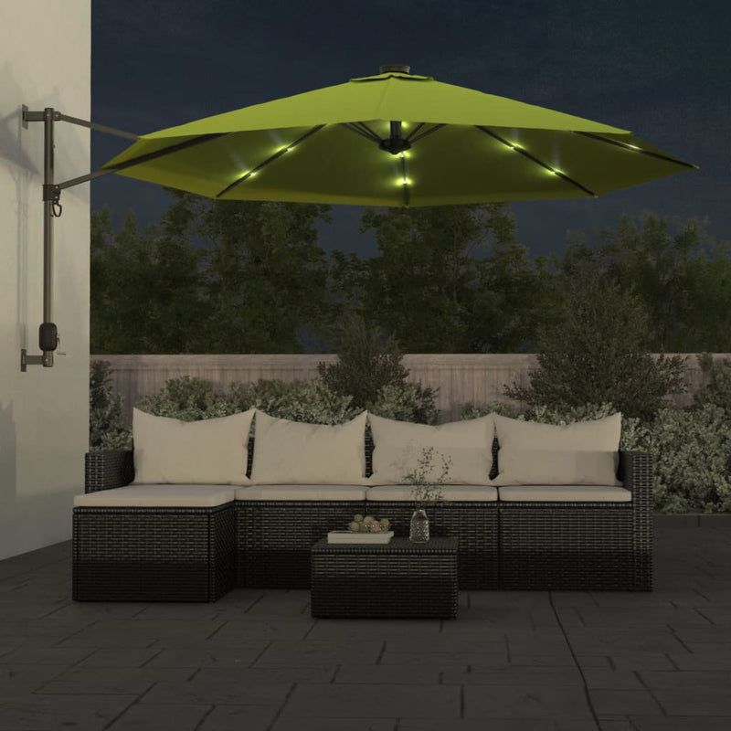 Cargue la imagen en el visor de la galería, Vidaxl wandparasol met leds 290 cm appelgroen