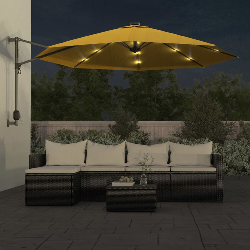 Chargez l'image dans la visionneuse de la galerie, Vidaxl wandparasol met leds 290 cm geel