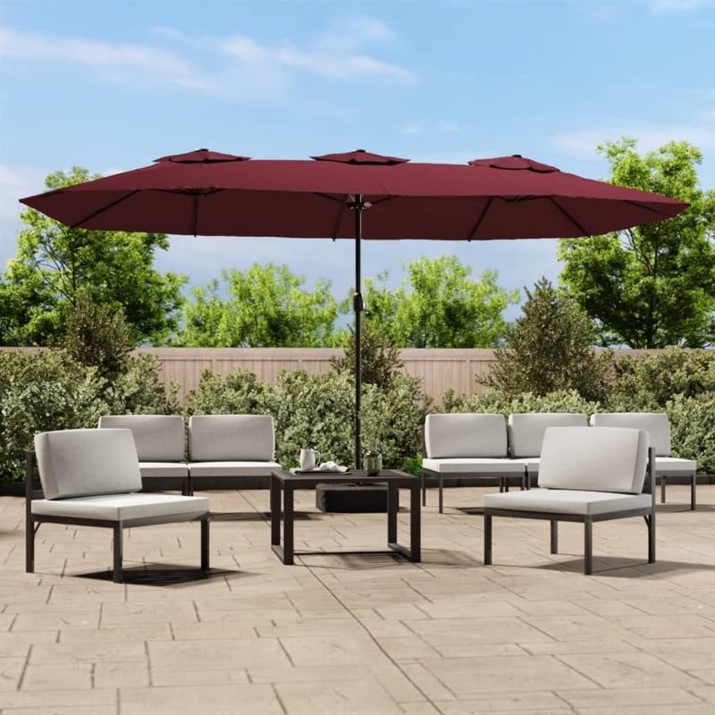 Load image into Gallery viewer, Vidaxl parasol dubbel dak 449x245 cm bordeauxrood