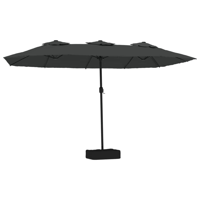 Laden Sie das Bild in Galerie -Viewer, Vidaxl parasol dubbel dak met led 449x265 cm antracietkleurig