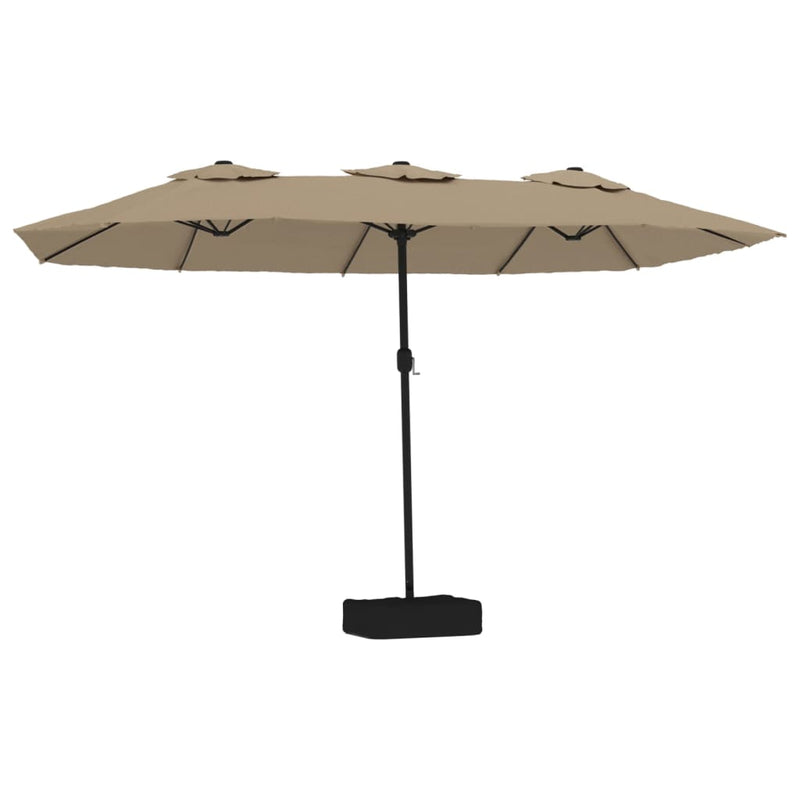 Load image into Gallery viewer, Vidaxl parasol dubbel dak met led 449x265 cm taupe