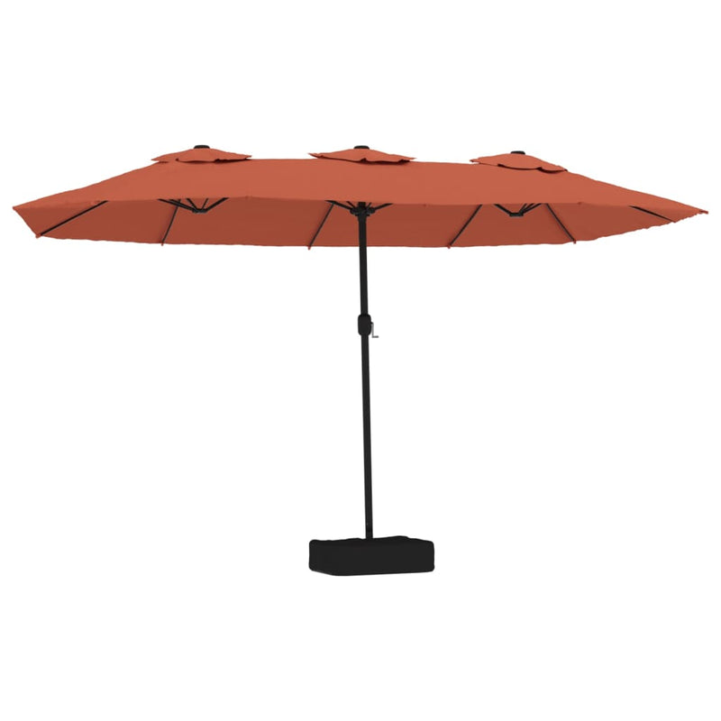 Load image into Gallery viewer, Vidaxl parasol dubbel dak met led 449x265 cm terracottakleurig