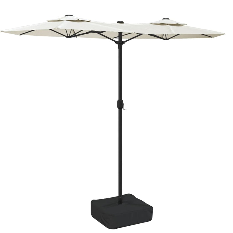 Afbeelding laden in galerijviewer, Vidaxl parasol dubbel dak met led 316x145 cm zandwit