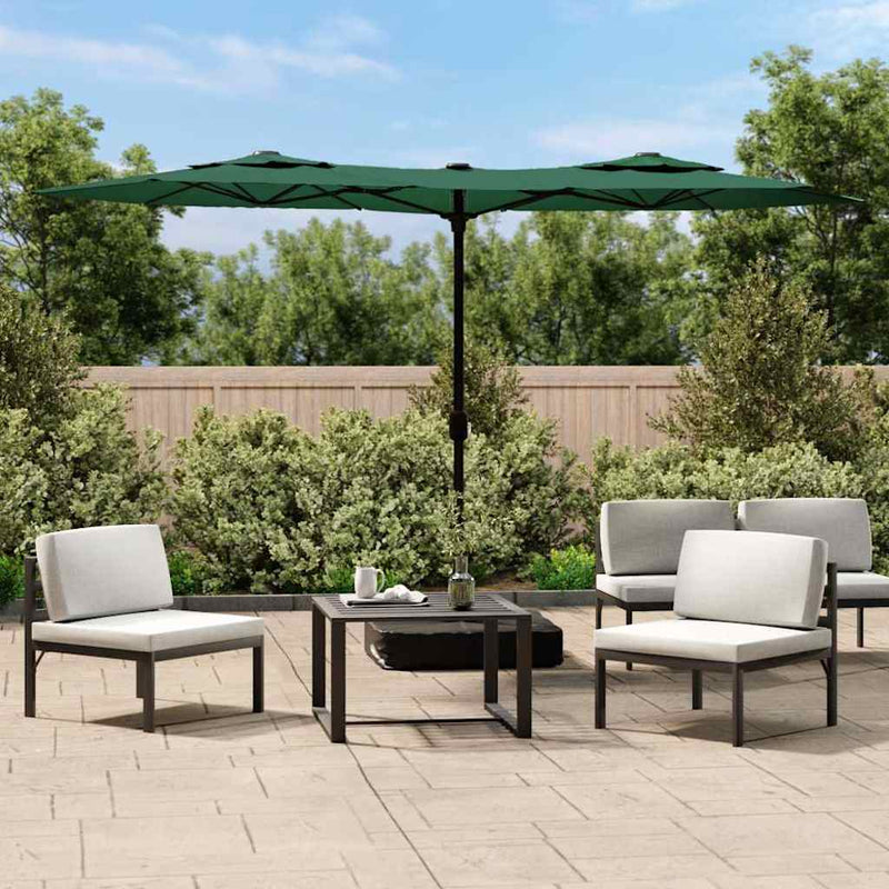 Load image into Gallery viewer, Vidaxl parasol dubbel met led's 316x145 cm groen
