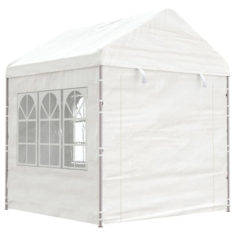 Load image into Gallery viewer, VidaXL Prieel met dak 4,46x2,28x2,69 m polyetheen wit