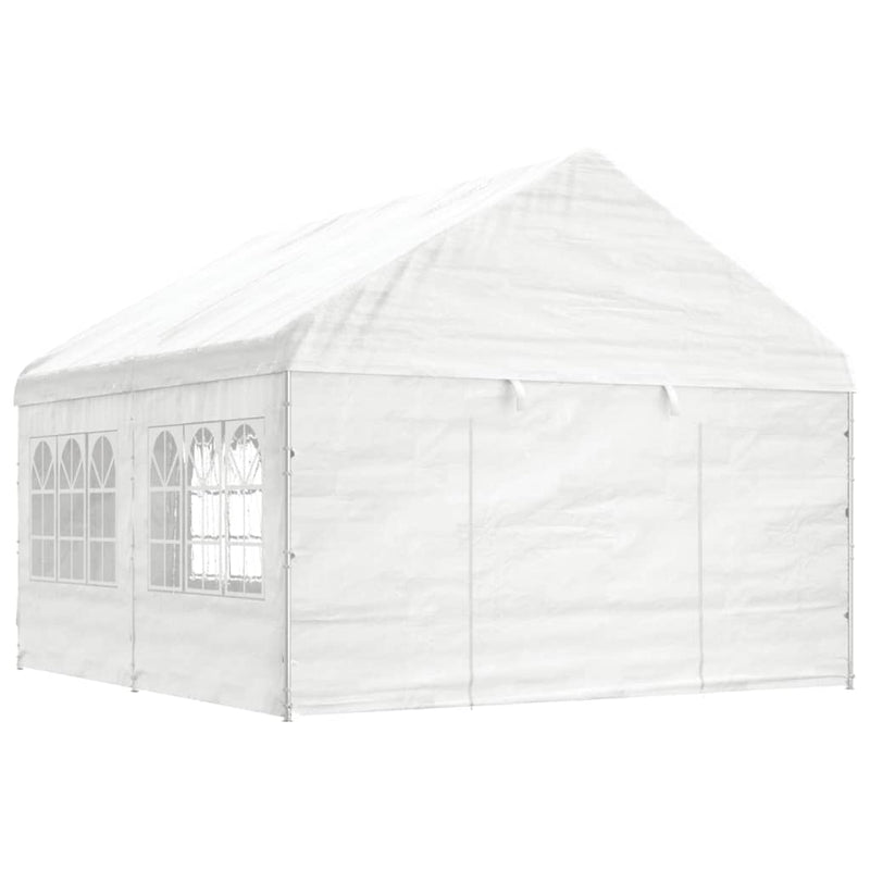 Load image into Gallery viewer, VidaXL Prieel met dak 4,46x4,08x3,22 m polyetheen wit