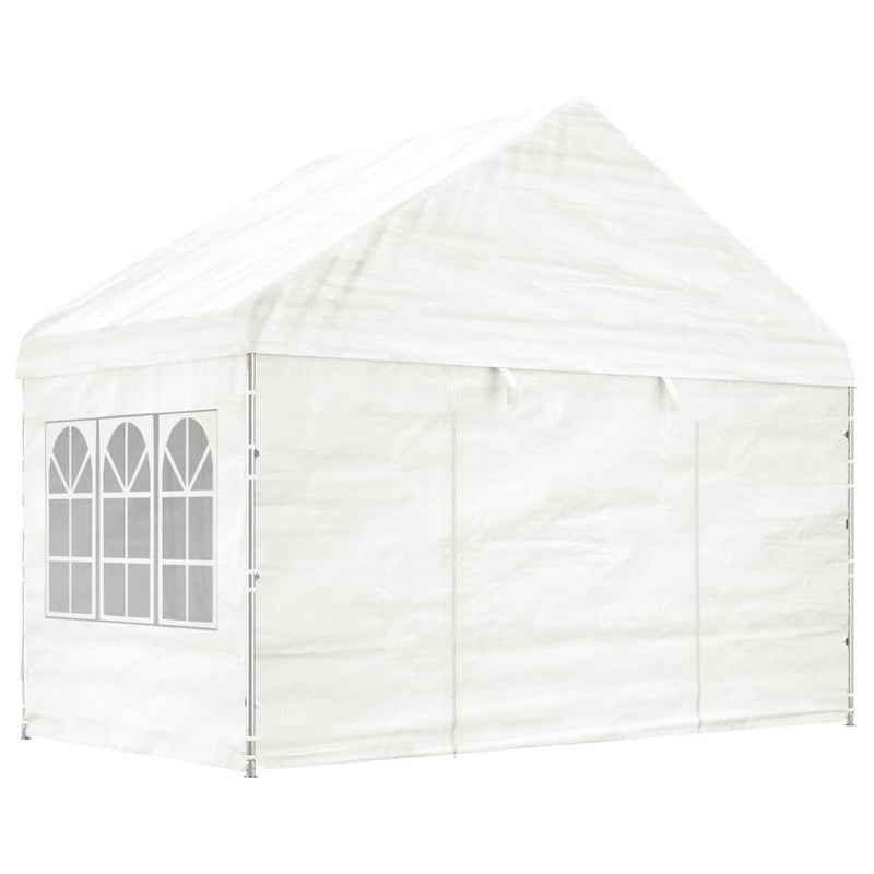 Load image into Gallery viewer, VidaXL Prieel met dak 4,46x4,08x3,22 m polyetheen wit