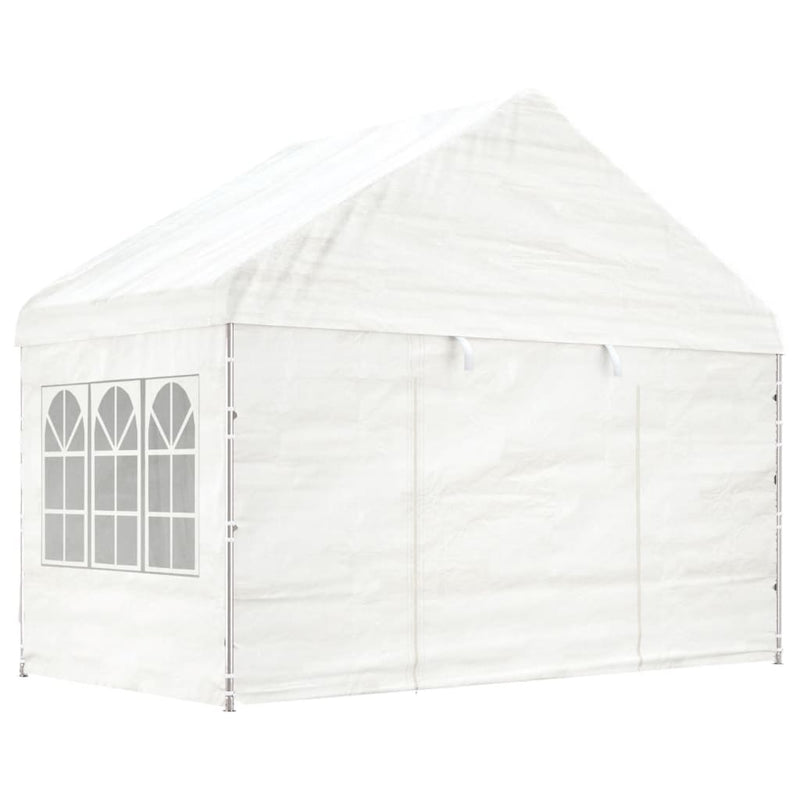 Load image into Gallery viewer, VidaXL Prieel met dak 17,84x4,08x3,22 m polyetheen wit