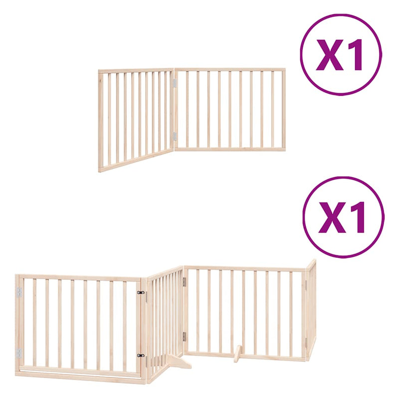 ギャラリービューアに画像をロードする, Vidaxl hondenhek inklapbaar met deur 6 panelen 480 cm populierenhout