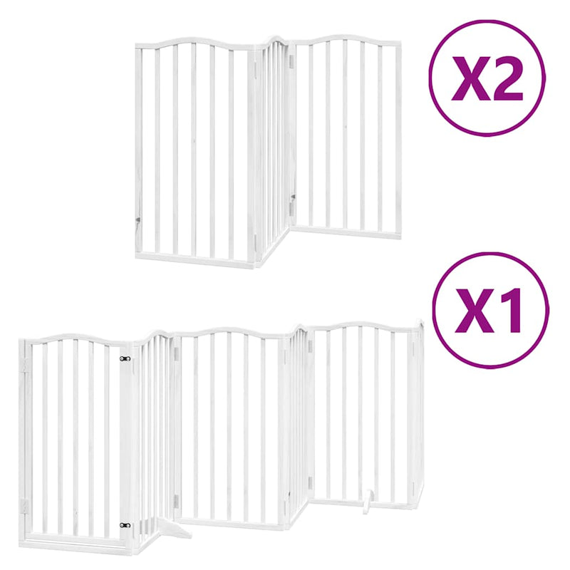 Chargez l'image dans la visionneuse de la galerie, Vidaxl hondenhek inklapbaar met deur 12 panelen 600cm populierhout wit