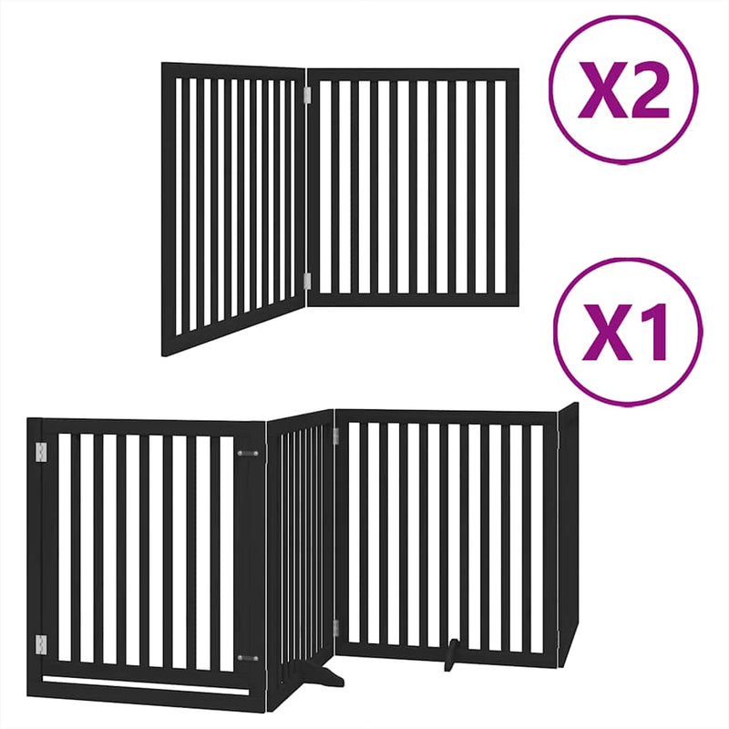 Cargue la imagen en el visor de la galería, Vidaxl hondenhek inklapbaar 8 panelen 640 cm populierenhout zwart
