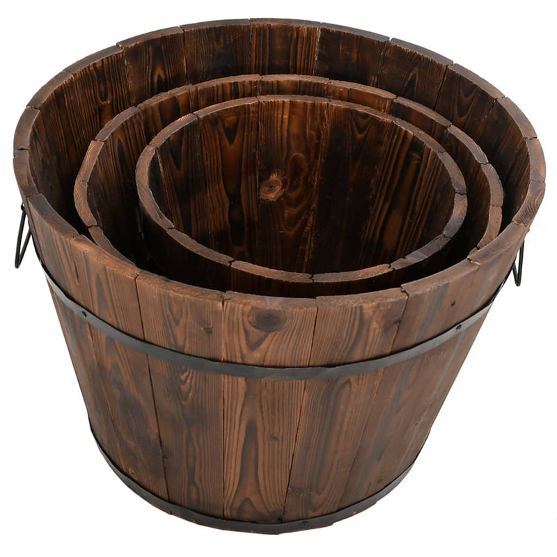 Load image into Gallery viewer, Vidaxl plantenbakset houten emmer 3-delig massief vurenhout