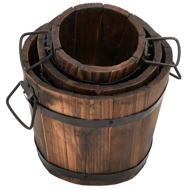 Load image into Gallery viewer, Vidaxl plantenbakset houten emmer 3-delig massief vurenhout
