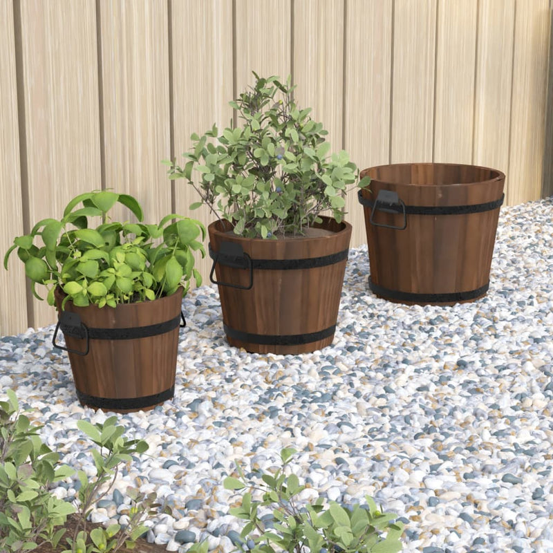 Load image into Gallery viewer, Vidaxl plantenbakset houten emmer 3-delig massief vurenhout