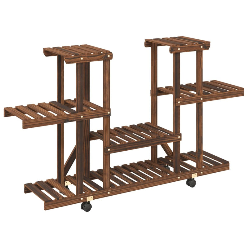 Load image into Gallery viewer, Vidaxl plantenstandaard met wielen 110x25x78 cm massief vurenhout