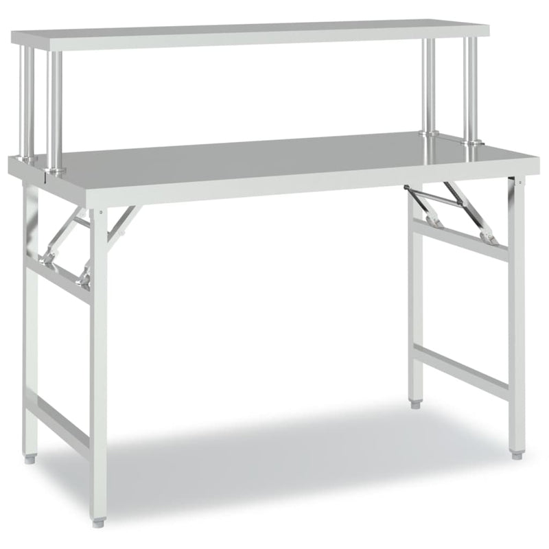 Cargue la imagen en el visor de la galería, Vidaxl keukenwerktafel met bovenschap 120x60x115 cm roestvrij staal