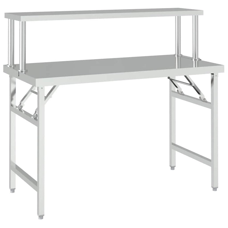 Cargue la imagen en el visor de la galería, Vidaxl keukenwerktafel met bovenschap 120x60x115 cm roestvrij staal