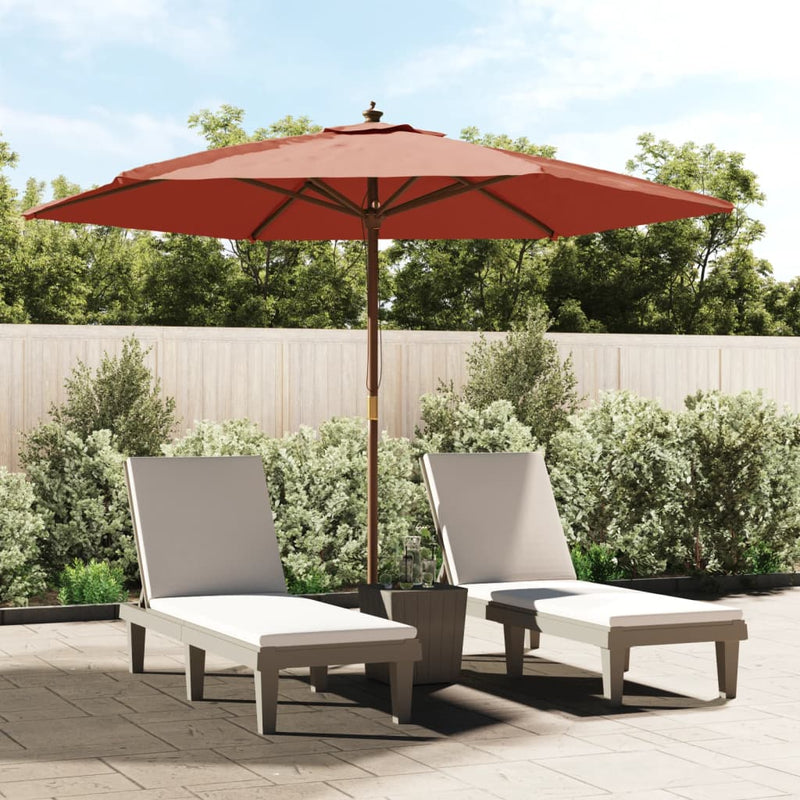 Load image into Gallery viewer, Vidaxl parasol met houten paal 299x240 cm terracottakleurig