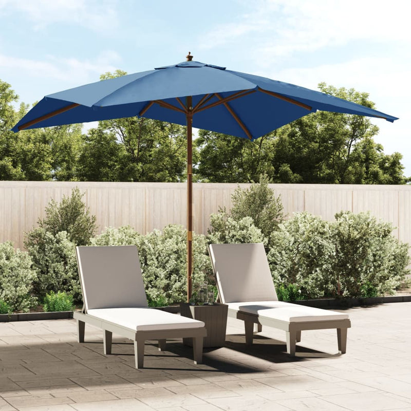 Load image into Gallery viewer, Vidaxl parasol met houten paal 300x300x273 cm azuurblauw