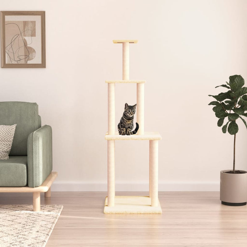 Load image into Gallery viewer, Vidaxl kattenmeubel met sisal krabpalen 149 cm crèmekleurig