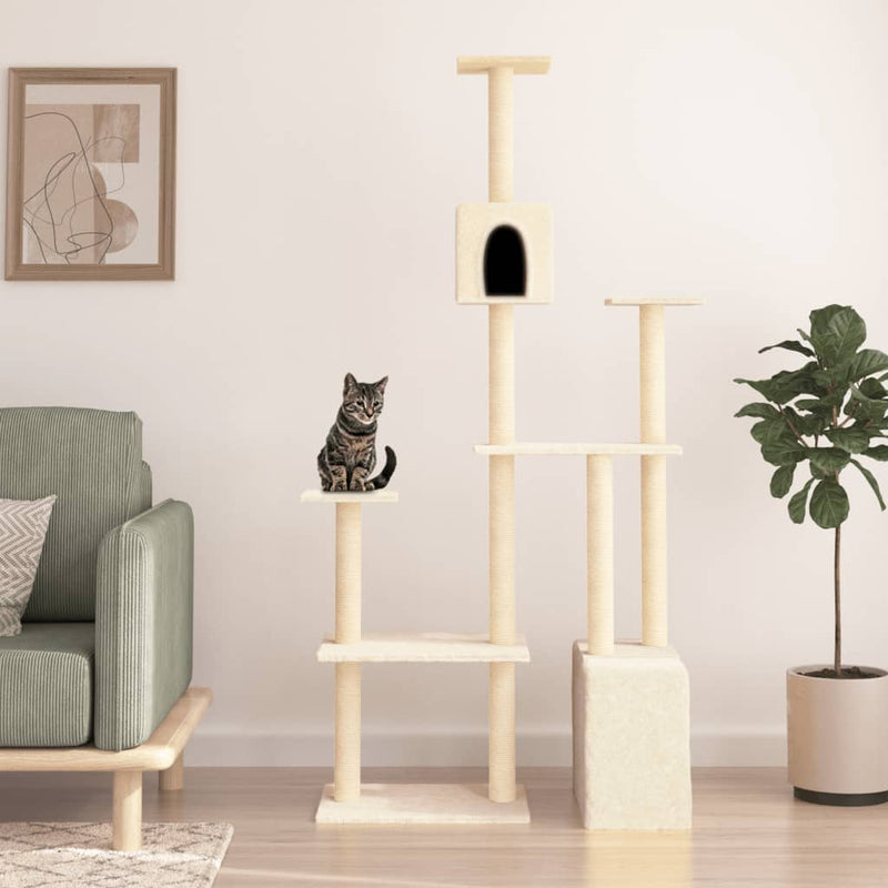 Load image into Gallery viewer, VidaXL Kattenmeubel met sisal krabpalen 180 cm crèmekleurig