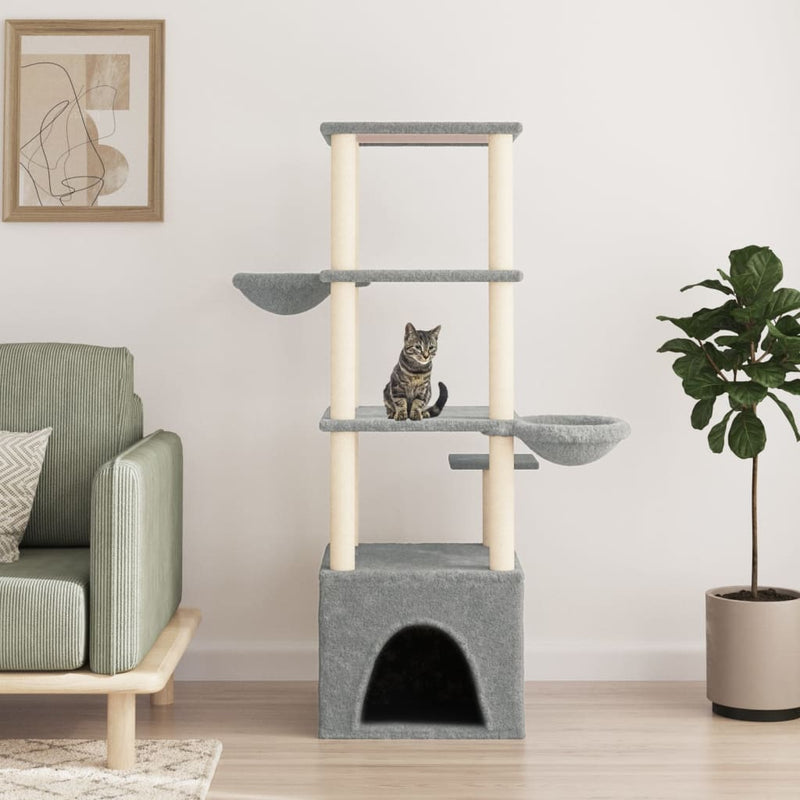 Load image into Gallery viewer, Vidaxl kattenmeubel met sisal krabpalen 147 cm lichtgrijs