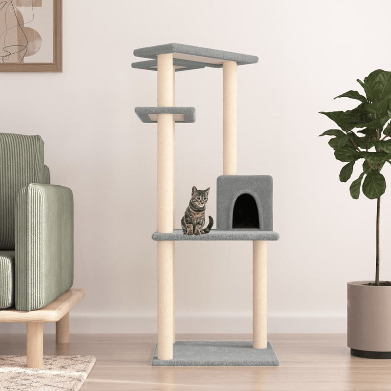 Load image into Gallery viewer, Vidaxl kattenmeubel met sisal krabpalen 123 cm lichtgrijs