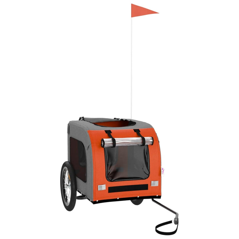 Load image into Gallery viewer, Vidaxl hondenfietstrailer oxford stof en ijzer oranje en grijs