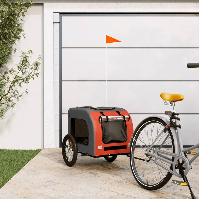 Chargez l'image dans la visionneuse de la galerie, Vidaxl hondenfietstrailer oxford stof en ijzer oranje en grijs