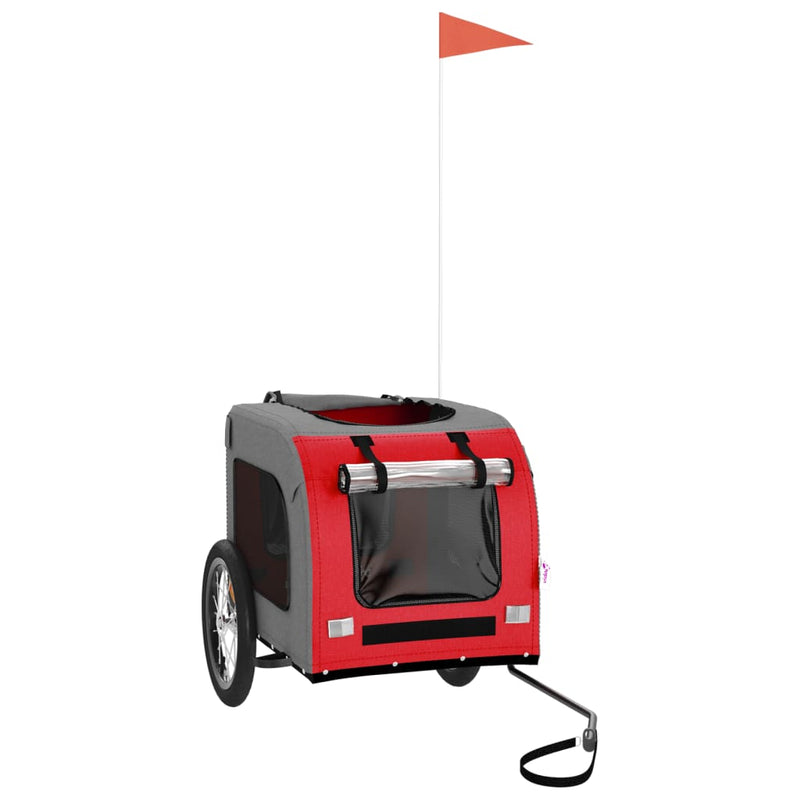 Load image into Gallery viewer, Vidaxl hondenfietstrailer oxford stof en ijzer rood en grijs