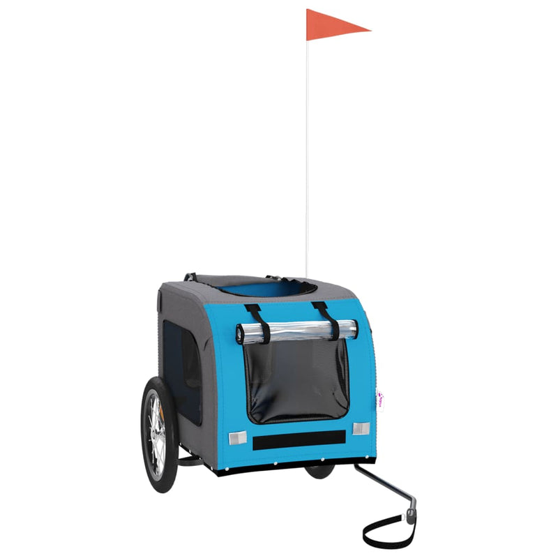 Load image into Gallery viewer, Vidaxl hondenfietstrailer oxford stof en ijzer blauw en grijs