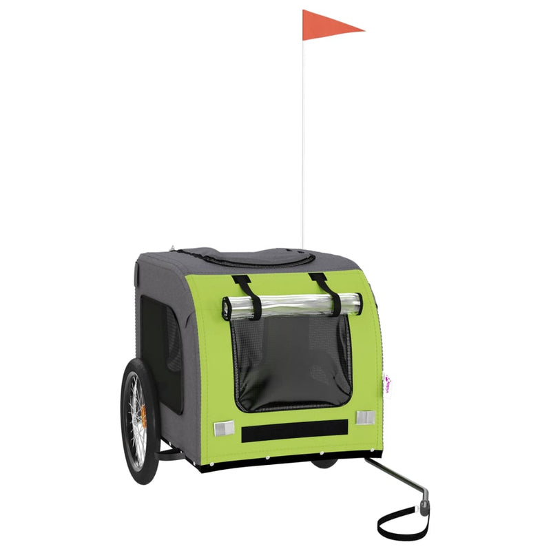 Load image into Gallery viewer, Vidaxl hondenfietstrailer oxford stof en ijzer groen en grijs
