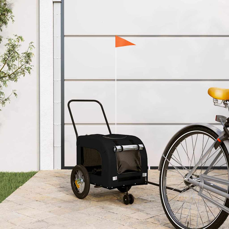Cargue la imagen en el visor de la galería, Vidaxl fietskar voor huisdieren met opslag zwart 124,5 x 63,5 x 53 cm