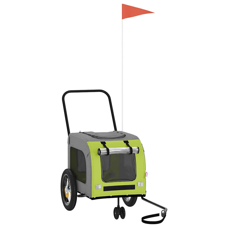 Cargue la imagen en el visor de la galería, Vidaxl fietskar voor huisdieren groen en rood 124,5 x 63,5 x 53 cm