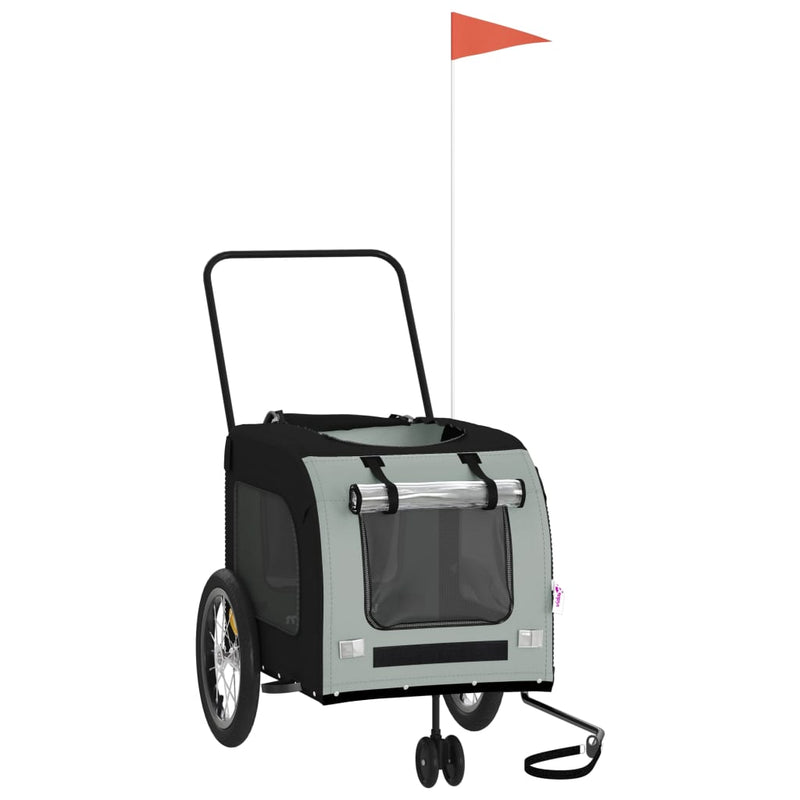 Load image into Gallery viewer, Vidaxl hondenfietstrailer oxford stof en ijzer zwart en grijs