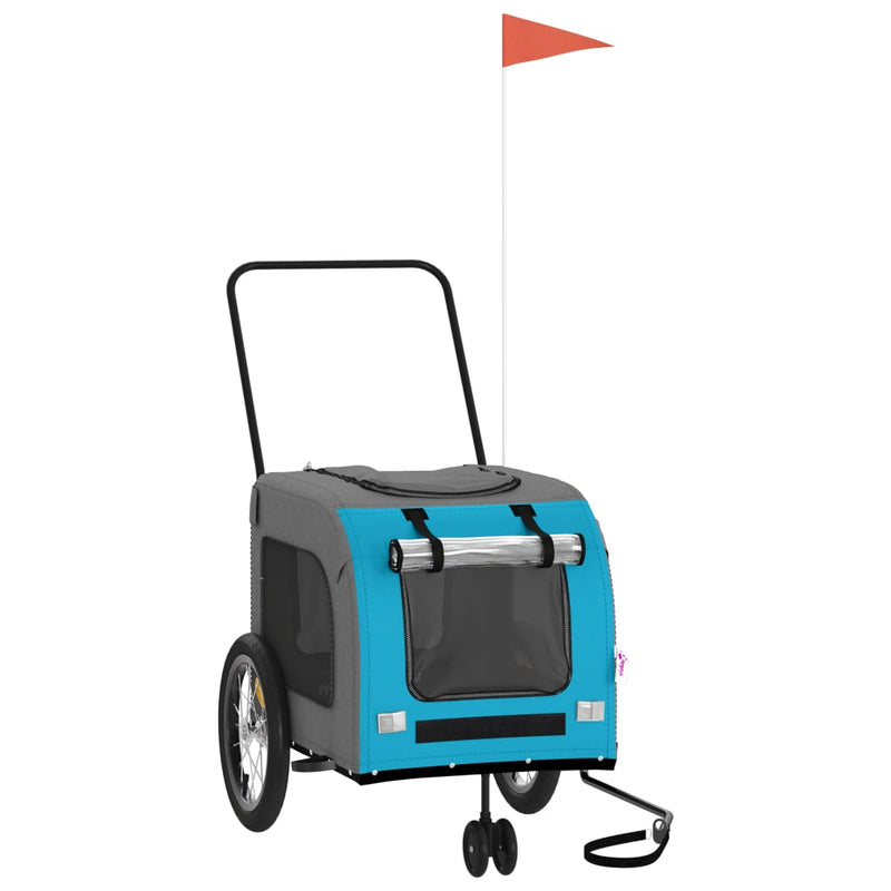 Load image into Gallery viewer, Vidaxl hondenfietstrailer oxford stof en ijzer blauw en grijs