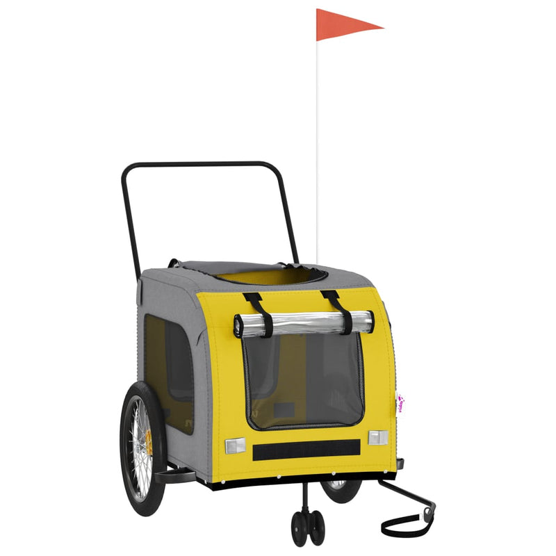 Load image into Gallery viewer, Vidaxl hondenfietstrailer oxford stof en ijzer geel en grijs