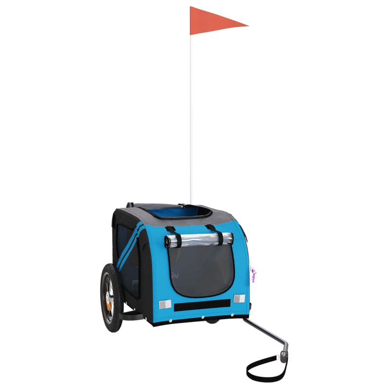Load image into Gallery viewer, Vidaxl hondenfietstrailer oxford stof en ijzer blauw en grijs